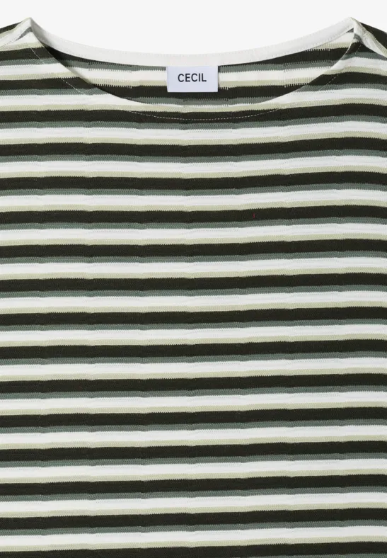 T-Shirt mit Streifen und Struktur raw khaki