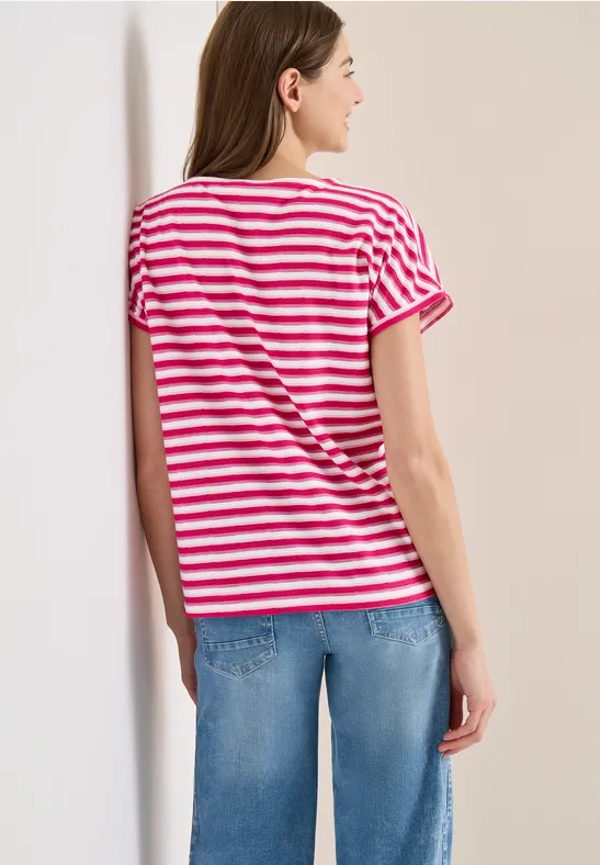 T-Shirt mit Streifen und Struktur beetroot pink