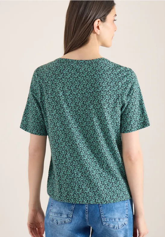 T-shirt avec split neck et imprimé raw khaki