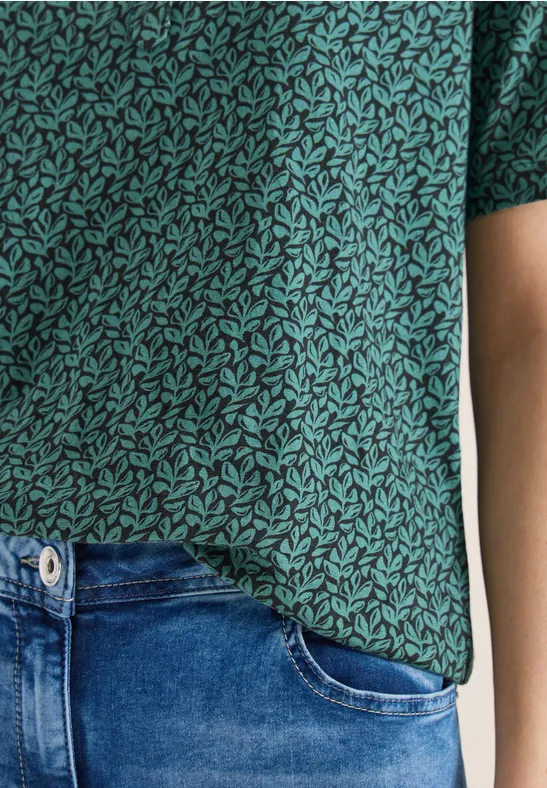 T-shirt avec split neck et imprimé raw khaki