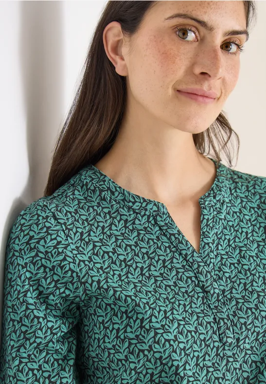 T-shirt avec split neck et imprimé raw khaki