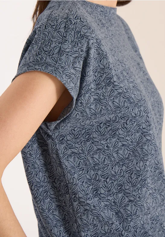 Shirt im Ausbrenner-Look mit Boatneck universal blue melange