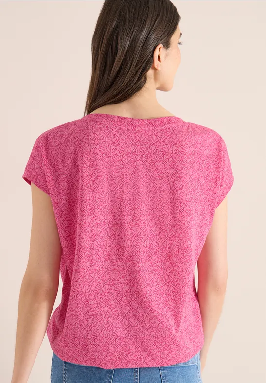 Shirt im Ausbrenner-Look mit Boatneck beetroot pink melange