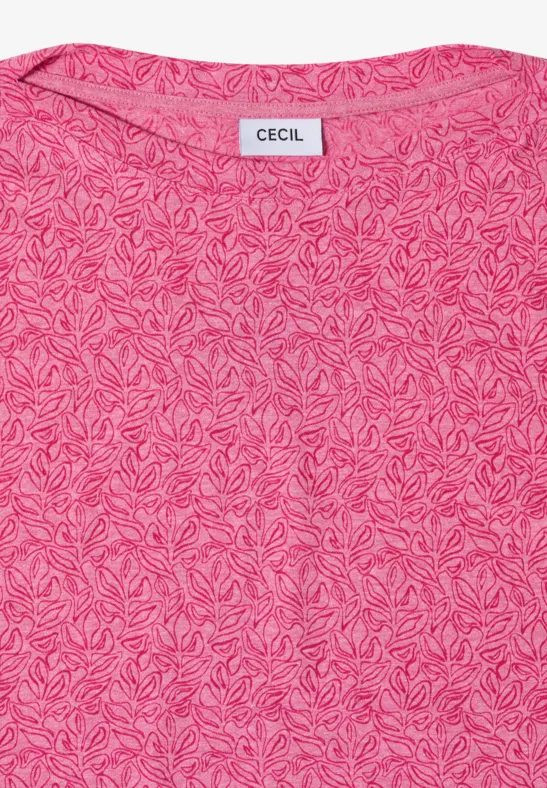 Shirt im Ausbrenner-Look mit Boatneck beetroot pink melange