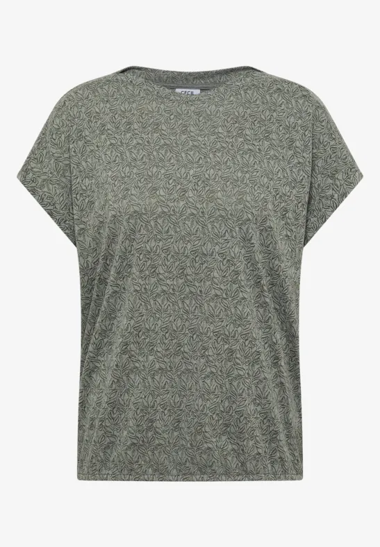 Shirt im Ausbrenner-Look mit Boatneck khaki melange