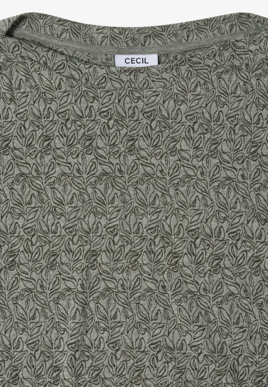 Shirt im Ausbrenner-Look mit Boatneck khaki melange