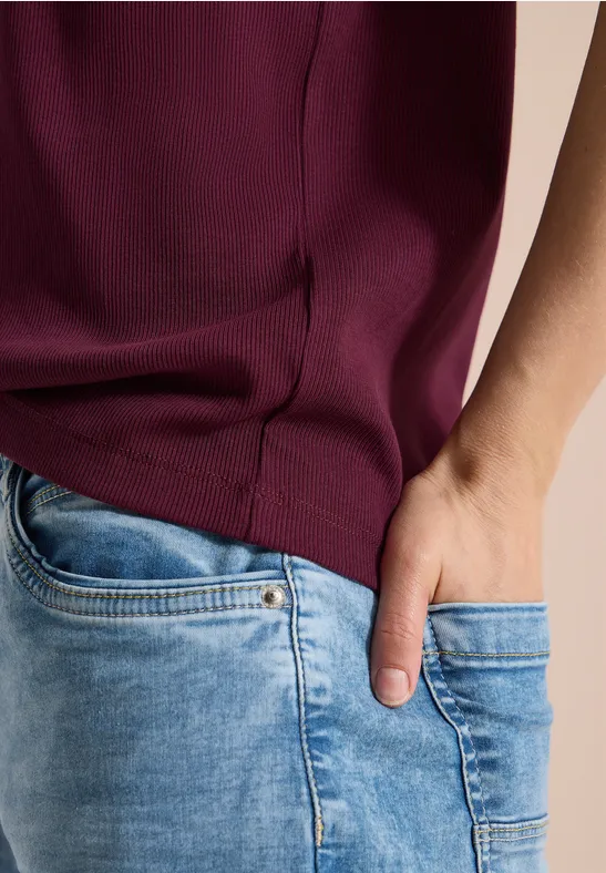 T-shirt basique à structure côtelée sweet grape red