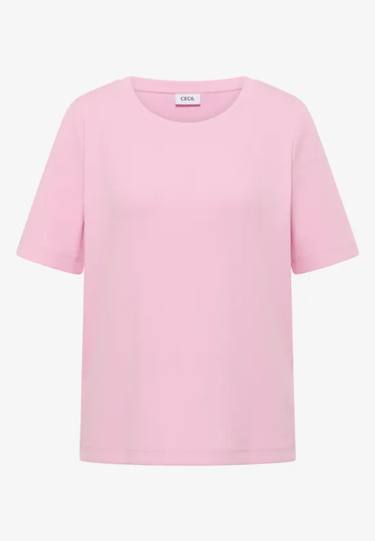Basic T-Shirt in Rippstruktur light blush rose