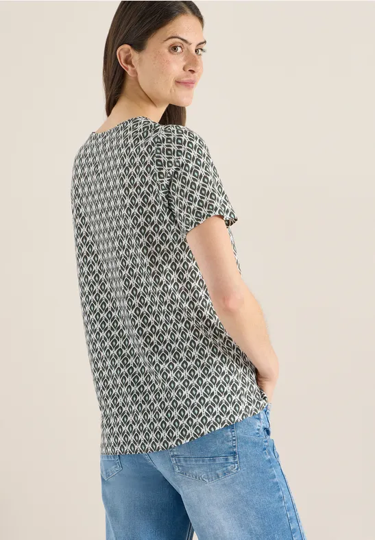 Basic T-Shirt mit Minimal Print khaki