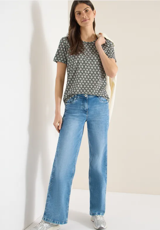 Basic T-Shirt mit Minimal Print khaki