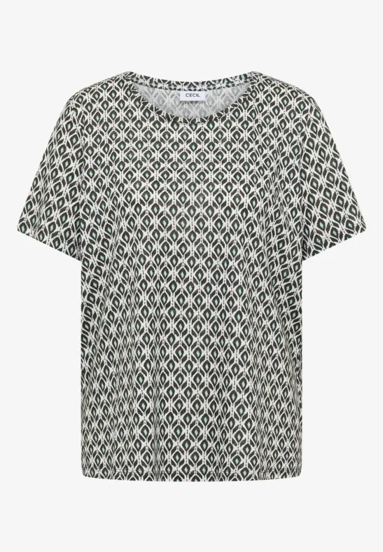 Basic T-Shirt mit Minimal Print khaki