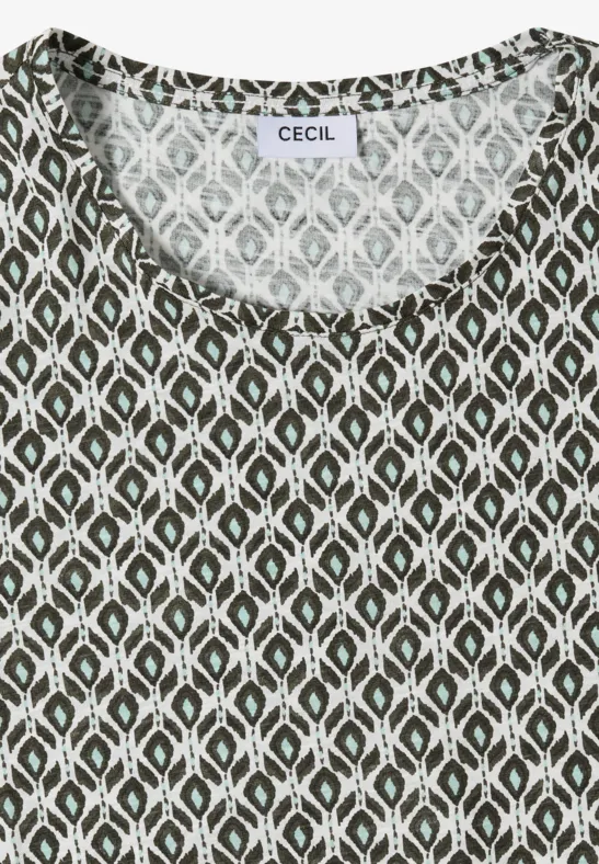 Basic T-Shirt mit Minimal Print khaki