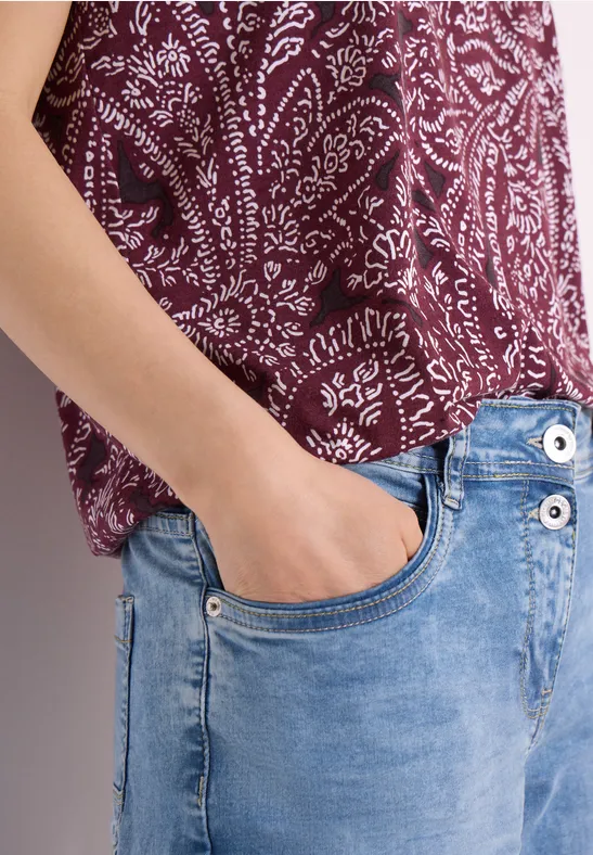 T-Shirt mit Split Neck und Paisleymuster sweet grape red