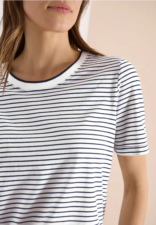 Kurzarm Shirt mit Rundhals und Streifen universal blue