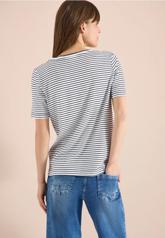 Kurzarm Shirt mit Rundhals und Streifen universal blue