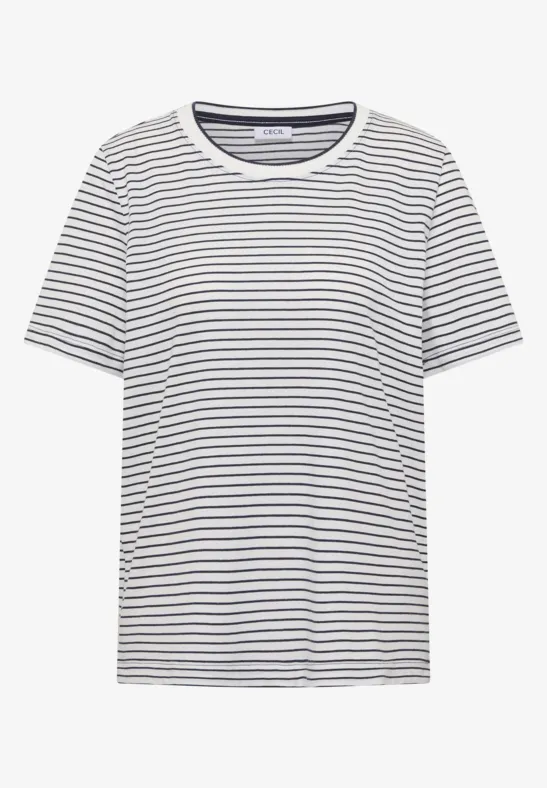 Kurzarm Shirt mit Rundhals und Streifen universal blue