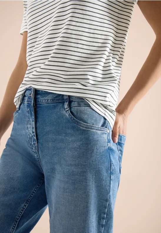 T-shirt à manches courtes, col rond et rayures khaki