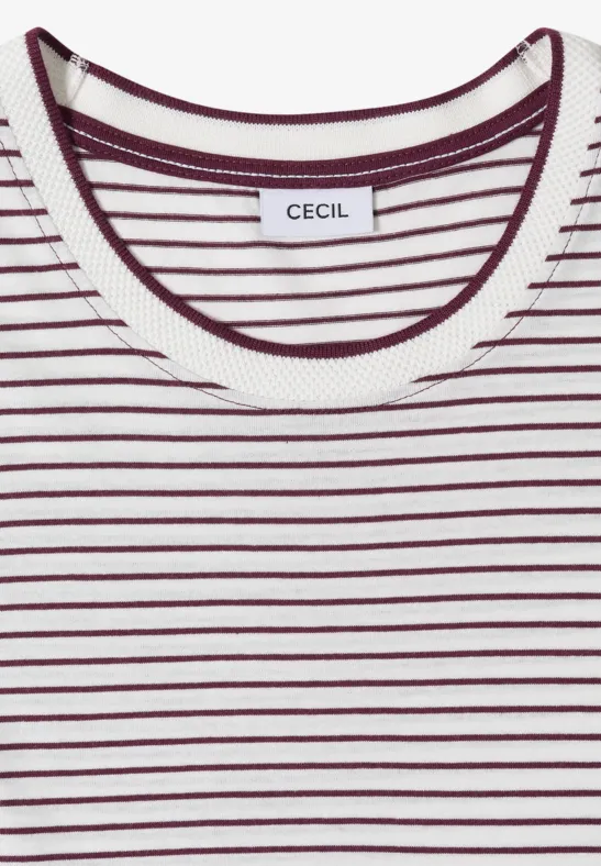 Kurzarm Shirt mit Rundhals und Streifen sweet grape red