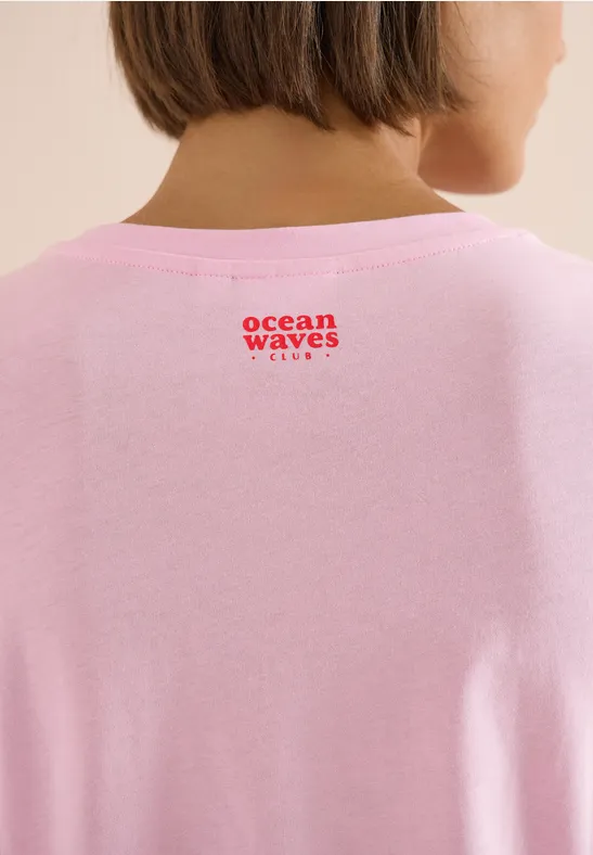 T-shirt à col rond et imprimé marin light blush rose