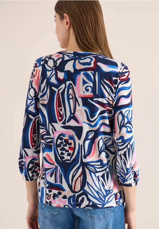 3/4-Arm Shirt mit Knotendetail universal blue