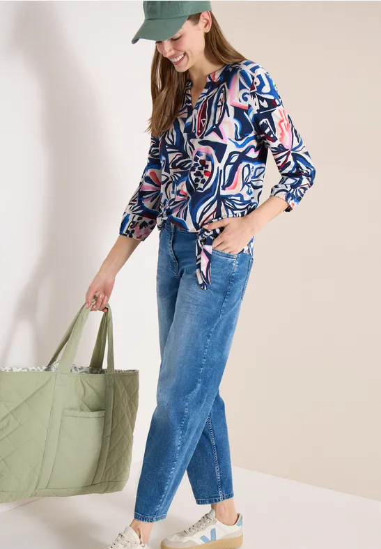 3/4-Arm Shirt mit Knotendetail universal blue