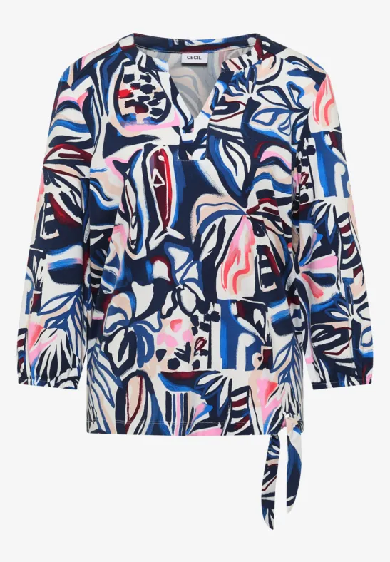 3/4-Arm Shirt mit Knotendetail universal blue