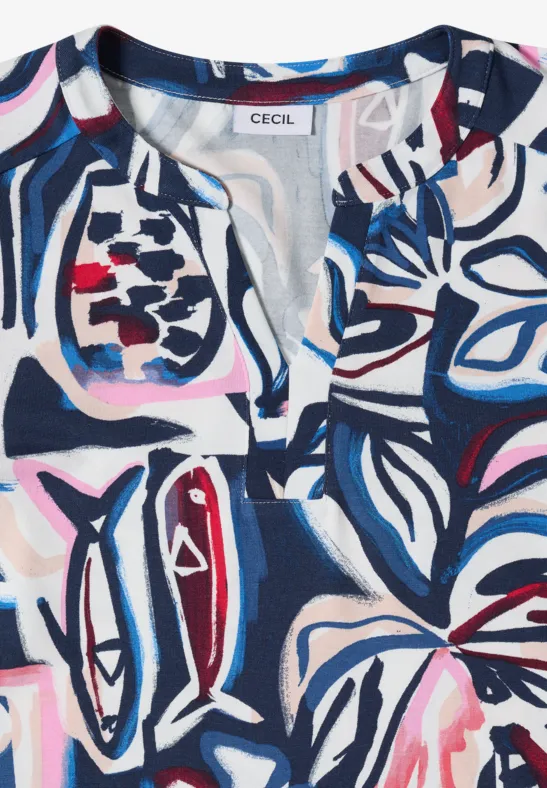 3/4-Arm Shirt mit Knotendetail universal blue