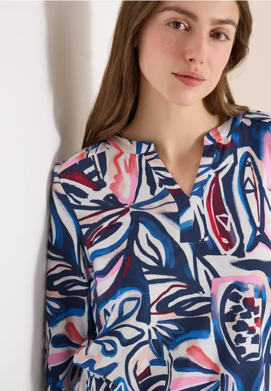 3/4-Arm Shirt mit Knotendetail universal blue