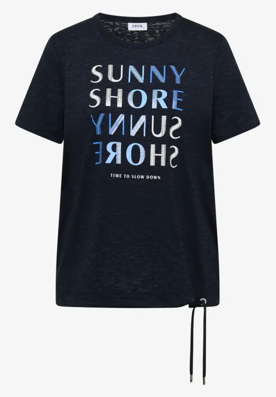 Kurzarm Shirt in Ausbrenner-Optik universal blue