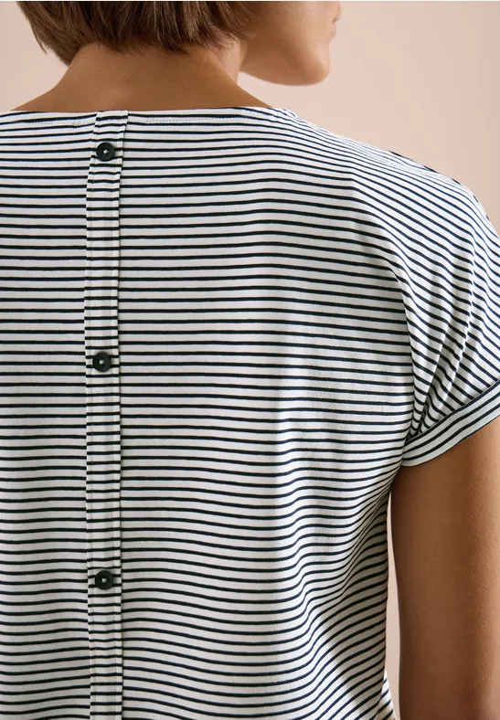 Kurzarm Shirt mit Boatneck und Knöpfen universal blue