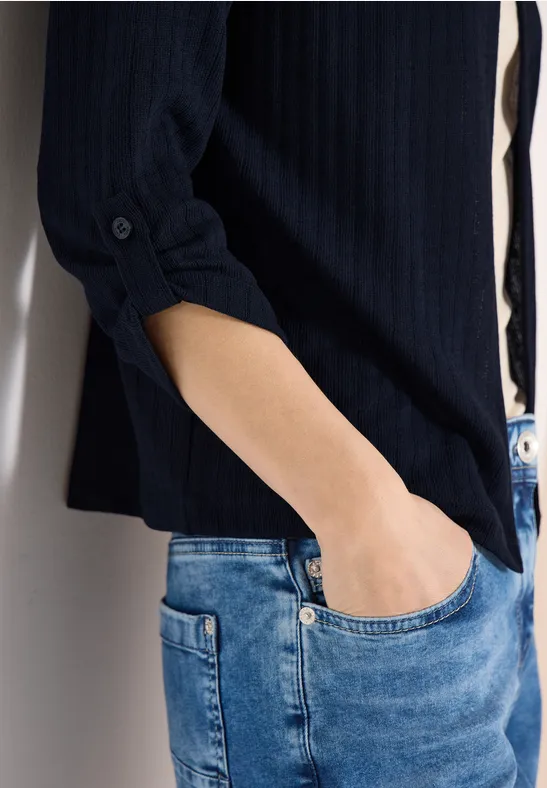 3/4-Arm Jacke in Strick-Optik universal blue