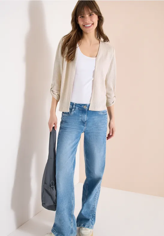 3/4-Arm Jacke in Strick-Optik pearl beige