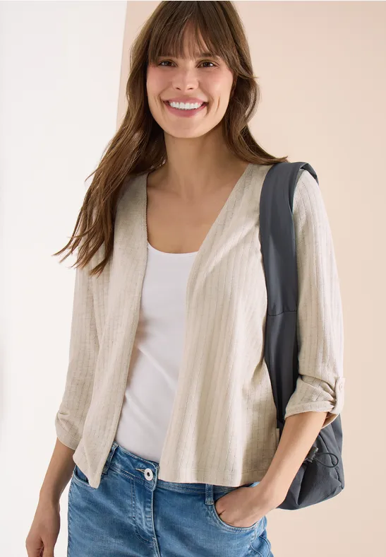 3/4-Arm Jacke in Strick-Optik pearl beige