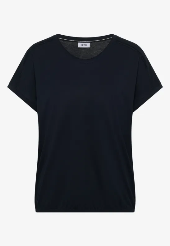 T-Shirt mit V-Neck und Spitzendetail universal blue