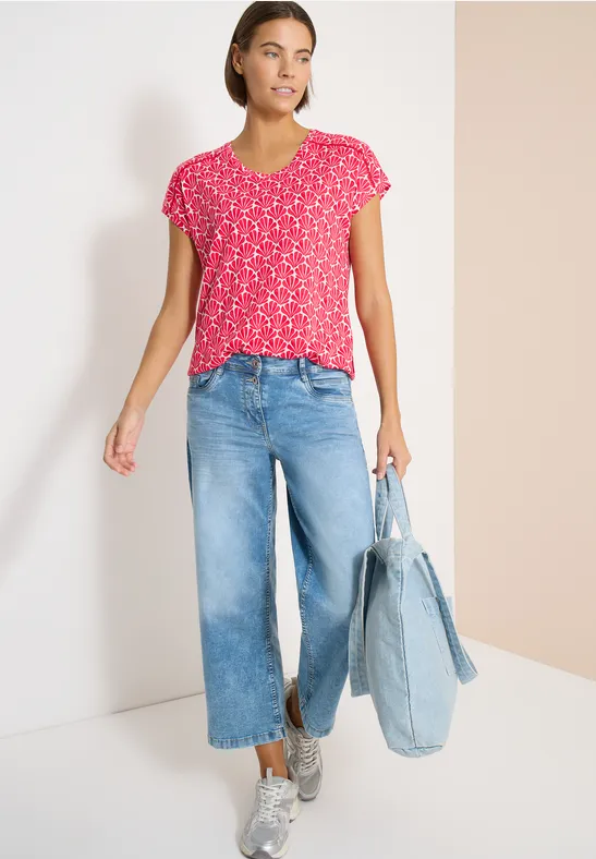 Kurzarm Shirt mit Spitzendetail glazed apple red