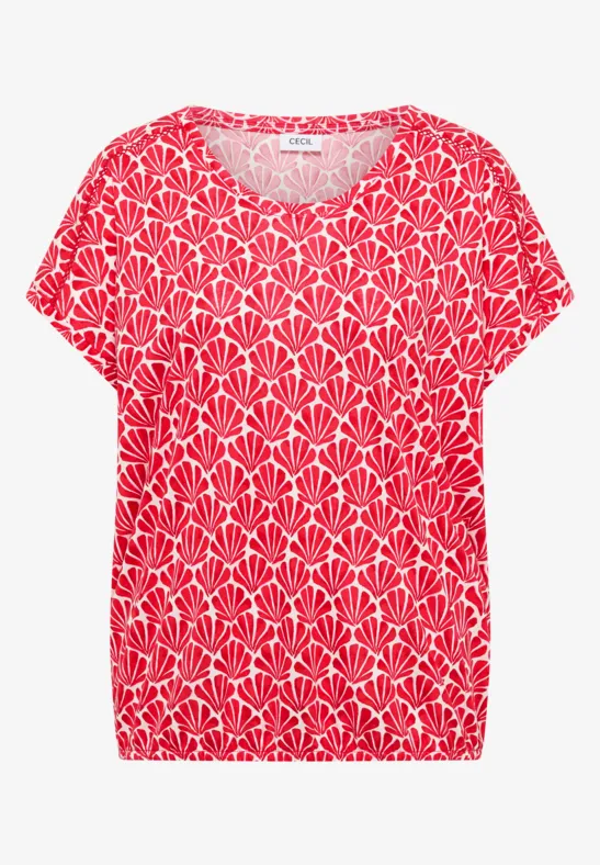 Kurzarm Shirt mit Spitzendetail glazed apple red