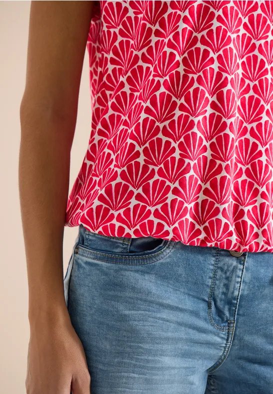 Kurzarm Shirt mit Spitzendetail glazed apple red