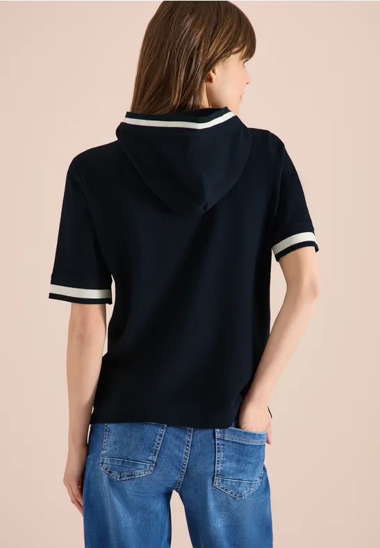 T-shirt à manches courtes avec capuche et détails côtelés universal blue