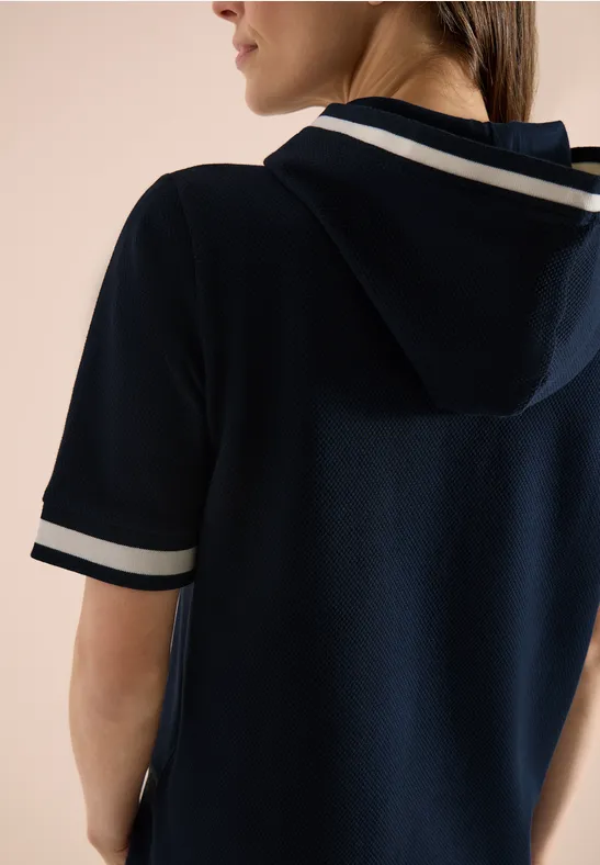 T-shirt à manches courtes avec capuche et détails côtelés universal blue