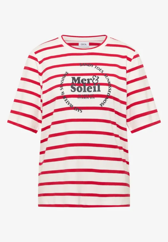 Kurzarm Shirt mit Rundhals und Streifen glazed apple red