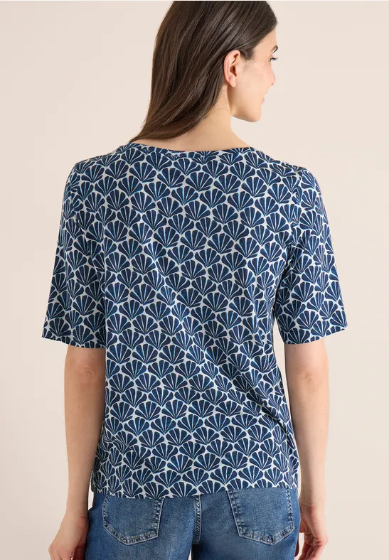T-Shirt mit Rundhals und Muschelprint universal blue