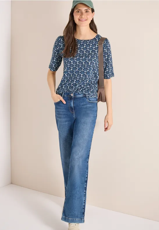 T-Shirt mit Rundhals und Muschelprint universal blue