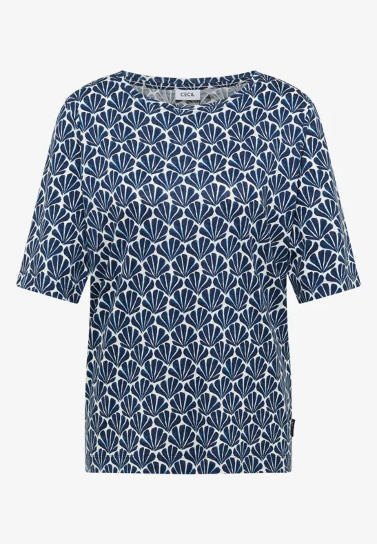 T-Shirt mit Rundhals und Muschelprint universal blue