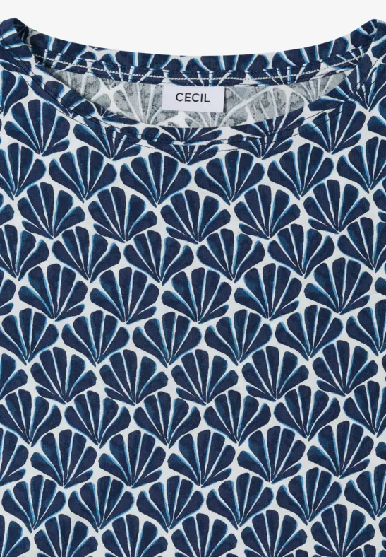 T-Shirt mit Rundhals und Muschelprint universal blue