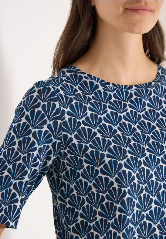 T-Shirt mit Rundhals und Muschelprint universal blue