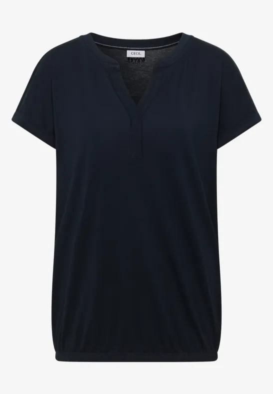 Shirt mit Split Neck im Tunika-Look universal blue