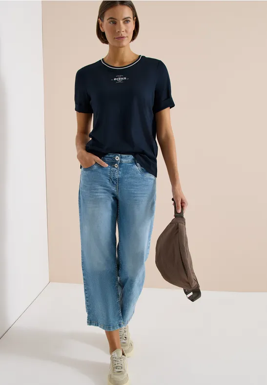 T-Shirt mit Rippdetails universal blue