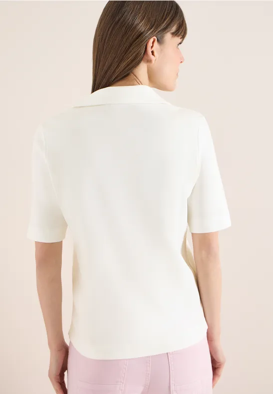 Kurzarm Poloshirt in Unifarbe vanilla white