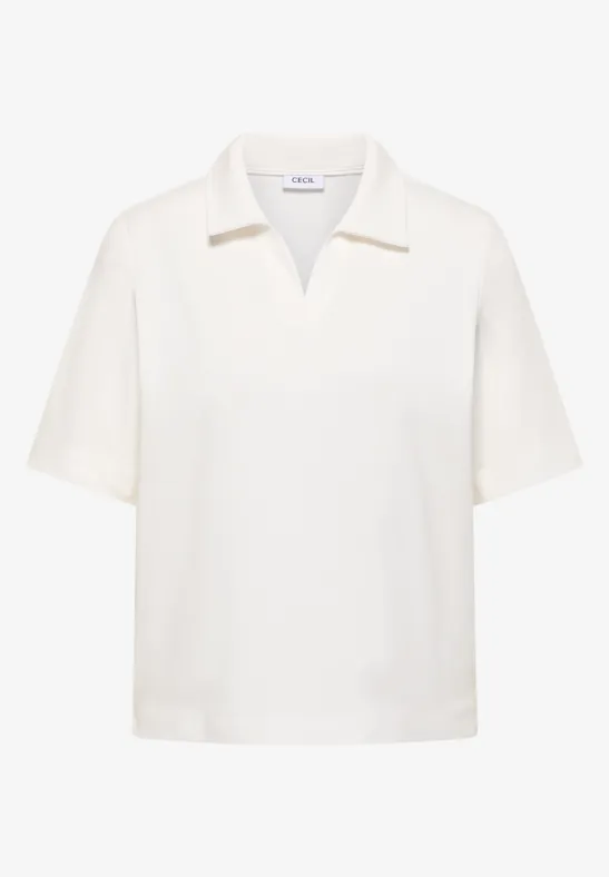 Kurzarm Poloshirt in Unifarbe vanilla white