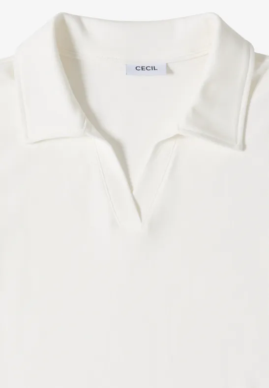 Kurzarm Poloshirt in Unifarbe vanilla white